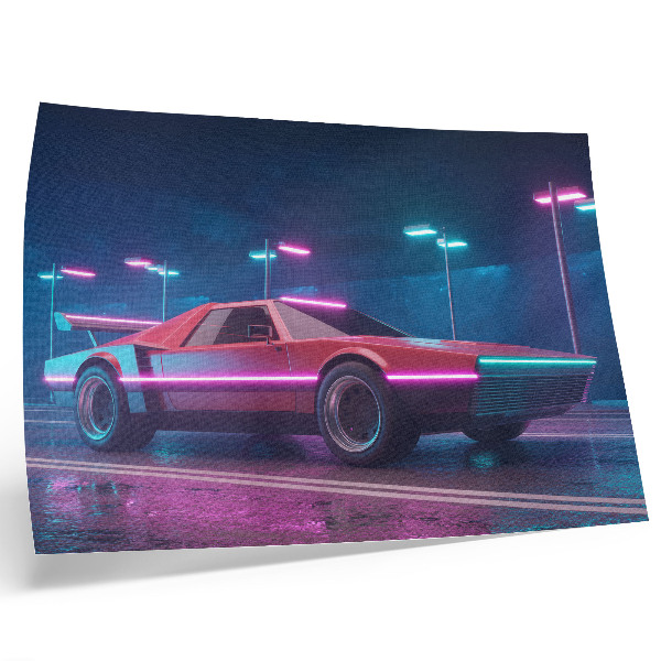 Affiche décorative Voiture rétro dans un décor urbain néon