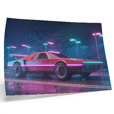 Affiche décorative Voiture rétro dans un décor urbain néon