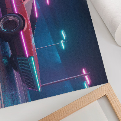 Affiche décorative Voiture rétro dans un décor urbain néon