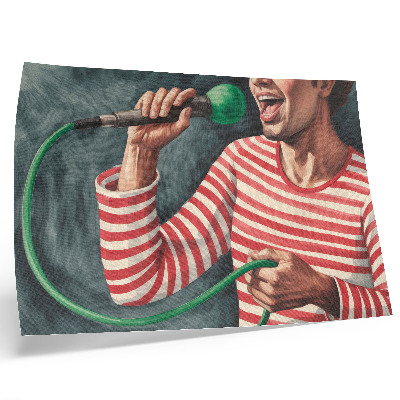 Affiche et poster Chemise à rayures rouges, micro vert