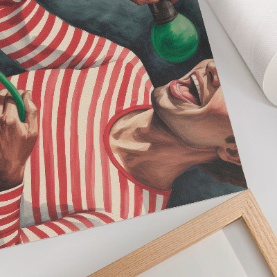 Affiche et poster Chemise à rayures rouges, micro vert