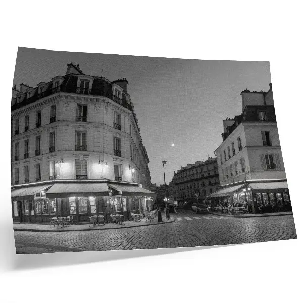 Affiche et poster bâtiments en noir et blanc, cafés et élégance nocturne
