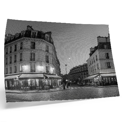 Affiche et poster Bâtiments en noir et blanc, cafés, élégance nocturne