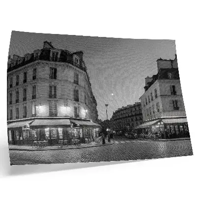 Affiche et poster bâtiments en noir et blanc, cafés et élégance nocturne