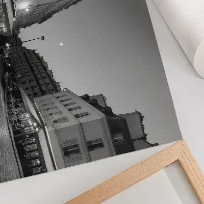 Affiche et poster bâtiments en noir et blanc, cafés et élégance nocturne