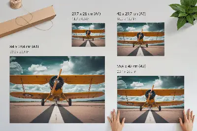 Affiche avion sur une piste avec un ciel dynamique