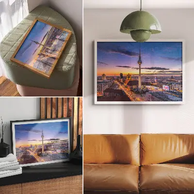Affiche et poster la ville au crépuscule aux magnifiques couleurs de coucher de soleil