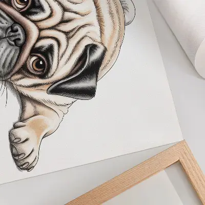 Affiche décorative représentant une illustration de chien aux couleurs chaudes et accueillantes avec de nombreux détails