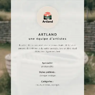 Affiche et poster représentant une île exotique sous un ciel bleu et vert