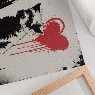Affiche fille monochrome chien cœur