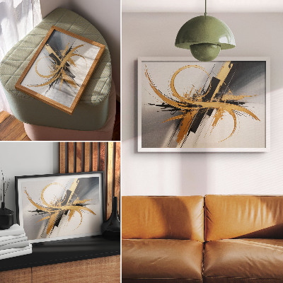 Affiche décorative Motif dynamique de lignes beiges et noires