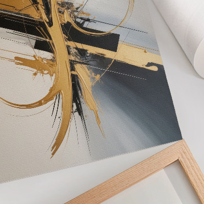 Affiche décorative Motif dynamique de lignes beiges et noires