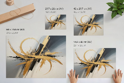 Affiche décorative Motif dynamique de lignes beiges et noires
