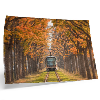 Affiche et poster Tunnel d'automne avec un tramway au milieu