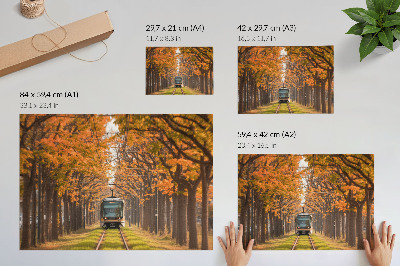 Affiche et poster Tunnel d'automne avec un tramway au milieu