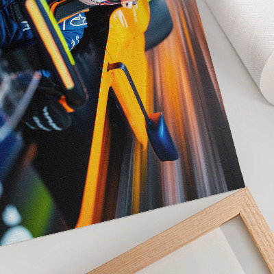 Affiche Un pilote dans une voiture de course pleine de vitesse et d'énergie