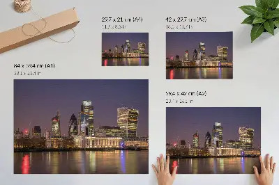 Affiche et poster gratte-ciel modernes avec reflets de lumières dans le ciel