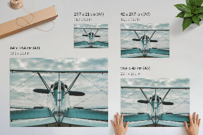 Affiche décorative Vue de face d'un biplan, élégance industrielle