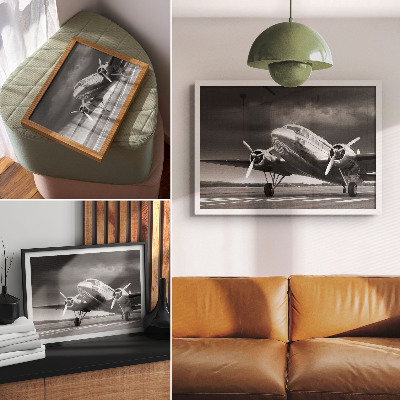 Affiche Vieil avion aux couleurs monochromes
