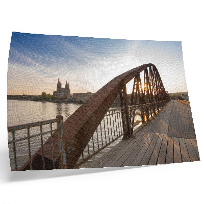 Affiche décorative Pont métallique, rivière Cathedral, coucher de soleil paisible