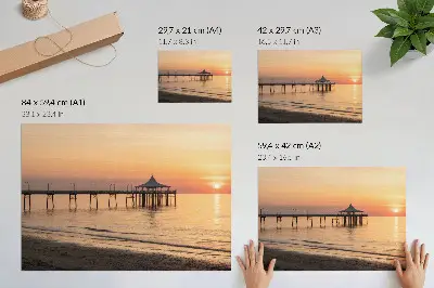 Affiche coucher de soleil sur l'eau vue charmante