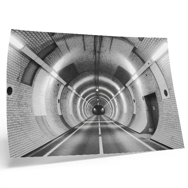 Affiche décorative Tunnel symétrique noir et blanc avec des arches