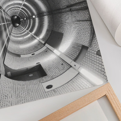 Affiche décorative Tunnel symétrique noir et blanc avec des arches