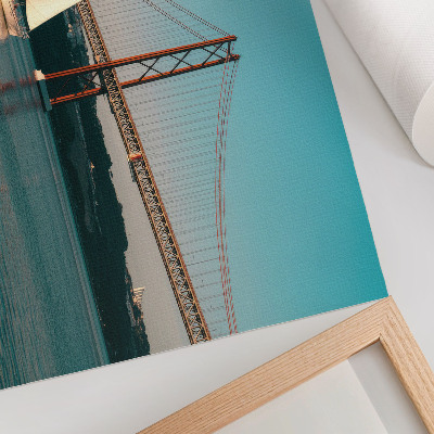Affiche et poster Un pont et des voiliers sur l'eau dans des tons pastel