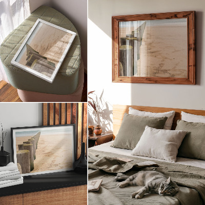 Affiche Pieux en bois plage mer paix nature