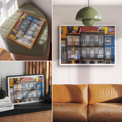 Affiche et poster Immeubles colorés avec détails, balcons et plantes