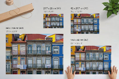 Affiche et poster Immeubles colorés avec détails, balcons et plantes