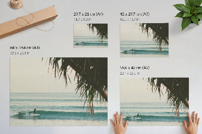Affiche plage, surf, vagues, palmiers, nature, paix