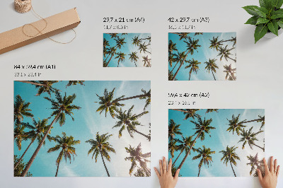 Affiche décorative Palmiers sur fond bleu, atmosphère paisible de la nature