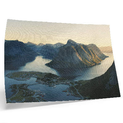 Affiche Fjords, montagnes, eau, coucher de soleil, harmonie de la nature