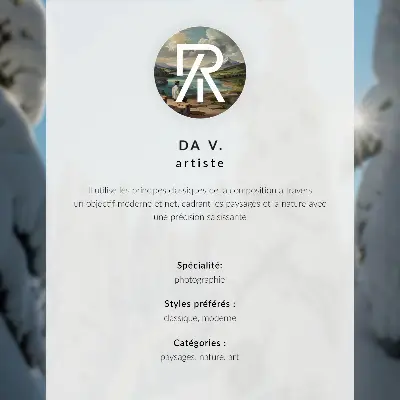 Affiche représentant des fjords, des montagnes, de l'eau et un coucher de soleil en harmonie avec la nature
