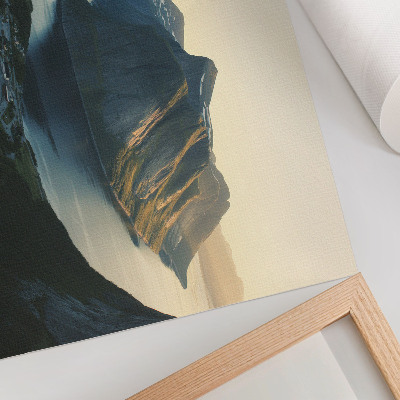 Affiche Fjords, montagnes, eau, coucher de soleil, harmonie de la nature