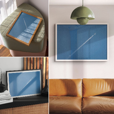 Affiche décorative Avion dans le ciel, fond bleu, atmosphère dynamique