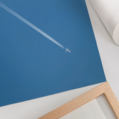 Affiche décorative Avion dans le ciel, fond bleu, atmosphère dynamique