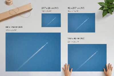 Affiche décorative Avion dans le ciel, fond bleu, atmosphère dynamique
