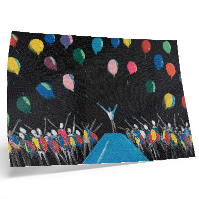 Affiche Des ballons colorés contrastant avec le ciel noir