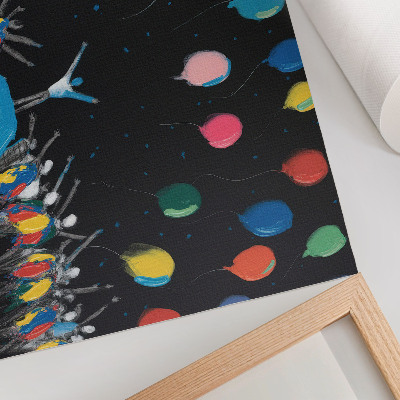 Affiche Des ballons colorés contrastant avec le ciel noir