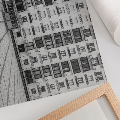 Affiche décorative Un immeuble moderne avec balcons et une place