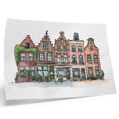 Affiche Des immeubles pittoresques aux couleurs pastel et au style illustratif