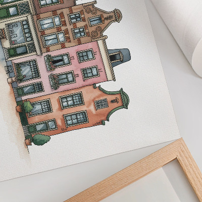 Affiche Des immeubles pittoresques aux couleurs pastel et au style illustratif