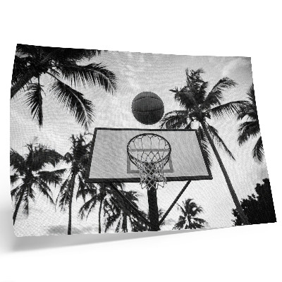 Affiche Panier de basket-ball dans des palmiers sur fond noir et blanc