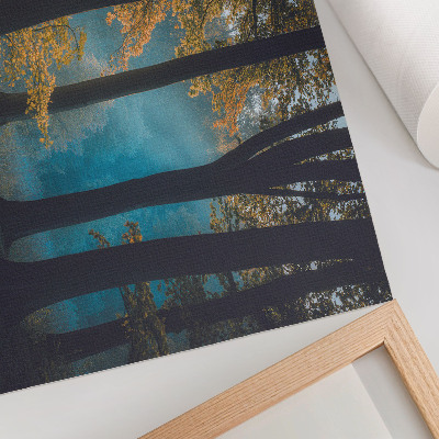 Affiche décorative Forêt paisible, soleil du matin, feuilles colorées