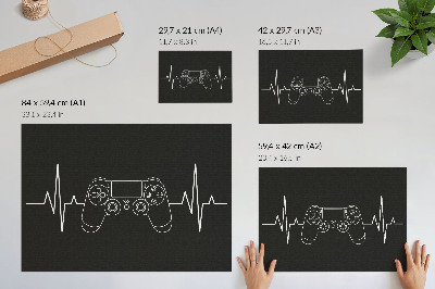 Affiche Thème de jeu minimaliste cœur noir et blanc