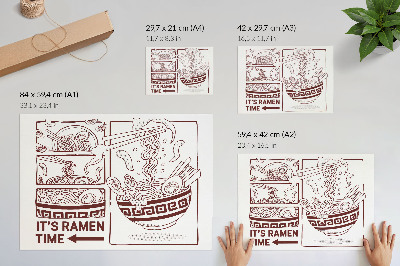 Affiche et poster Ramen façon bande dessinée avec vapeur