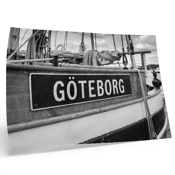 Affiche décorative détail d'un bateau rétro en noir et blanc