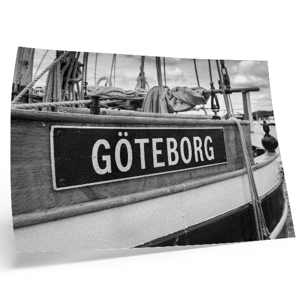 Affiche décorative Détail d'un bateau rétro noir et blanc